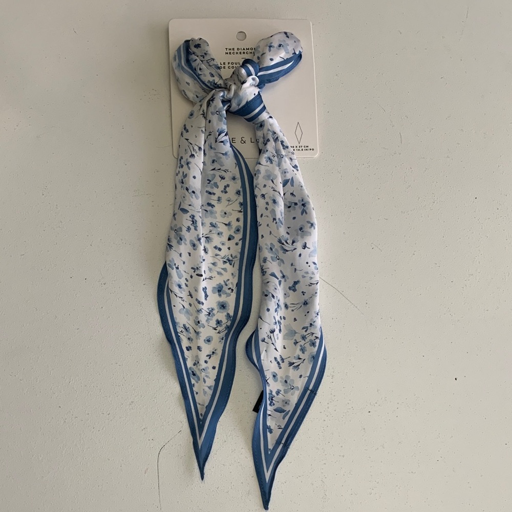 Blue and White Floral Scarf by Love & Lore (Indigo)